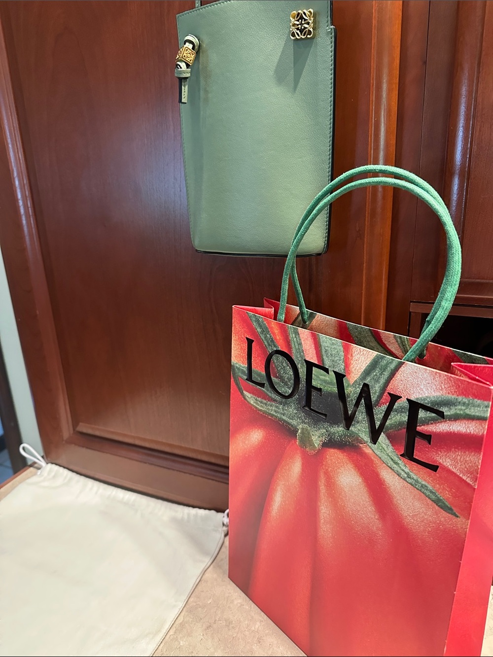 Loewe Mini Crossbody with Gold Anagram. Bonus Cube Charm, Bags Included! - Picture 10 of 13